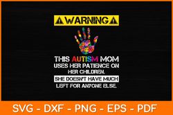 Autism Awareness Warning This Autism Mom Svg Design