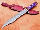 custom handmade Damascus steel bowie hunting  knife resin wood handle gift for him groomsmen gift wedding anniversary