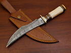custom handmade Damascus steel bowie camping knife camel bone handle gift for him groomsmen gift wedding anniversary