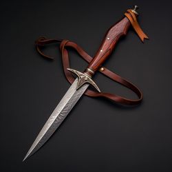 custom handmade Damascus steel dagger hunting knife wood handle gift for him groomsmen gift wedding anniversary gift