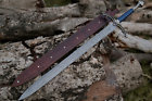 custom handmade Damascus steel viking hunting swords leather handle gift for him groomsmen gift wedding anniversary gift