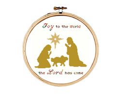 Christmas cross stitch pattern, Nativity Scene cross stitch pattern, joy to the world the lord has come cross stitch