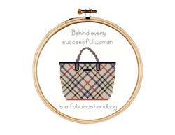 Handbag cross stitch pattern, fashion cross stitch pattern, behind every successful woman is a fabulous handbag