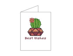 Birthday card cross stitch pattern, Happy Birthday cross stitch, diy gift for birthdays, cactus