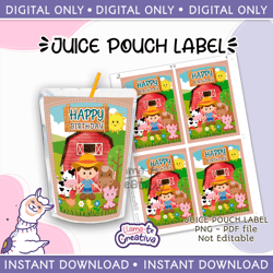 Farm Boy juice pouch bag label, Capri sun, Instant Download, not editable