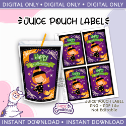Halloween juice pouch bag label, witch, Capri sun, Instant Download, not editable