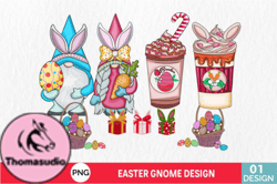 Hand Drawn Easter Gnome with Coffee Design 05
