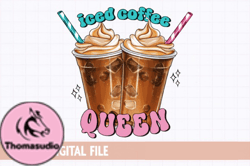 Iced Coffee Queen Sublimation PNG Design 13