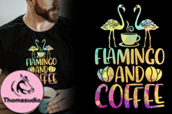 Flamingo and Coffee T-shirt Design 91