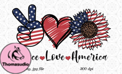 Peace Love America Sunflower, Patriotic Design 66