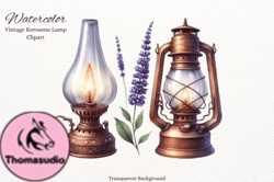 Watercolor Old Rusty Kerosene Lamp Design 90