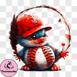 Cartoon Baseball Player with Animal like Cap and Glove PNG