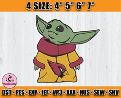 Cardinals Embroidery, Baby Yoda Embroidery, NFL Machine Embroidery Digital, 4 sizes Machine Emb Files -16 - Thomasudio