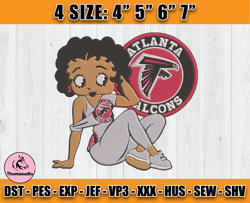 Atlanta Falcons Embroidery, Betty Boop Embroidery, NFL Machine Embroidery Digital, 4 sizes Machine Emb Files -28-Thomas