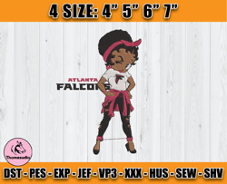 Atlanta Falcons Embroidery, Betty Boop Embroidery, NFL Machine Embroidery Digital, 4 sizes Machine Emb Files -29-Thomas