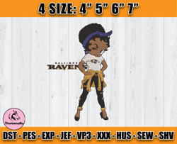 Ravens Embroidery, Betty Boop Embroidery, NFL Machine Embroidery Digital, 4 sizes Machine Emb Files -19-Thomas