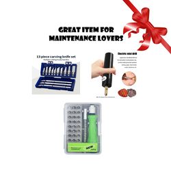 Great item for maintenance lovers, Mini Magnetic Screwdriver Plus Mini Electric Drill Plus 13pcs Metal Carving Knife