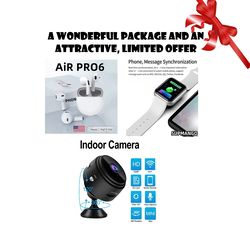 A wonderful package and an attractive, limited offer, an original smart watch, a surveillance camera, and a Bluetooth sp