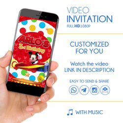 Mickey Mouse Clubhouse Birthday Video Invitation - Personalized Mickey Party Invite