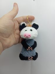Opossum car accessory, Possum Plush, Possum Mirror Decor, Crochet plush, Amigurumi keychain, Possum Keychain Toy