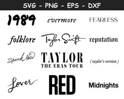 Taylor's Version Album Names Svg, Taylor's Eras Svg, The Eras Tour Svg, Taylor's Swiftie Titles Svg