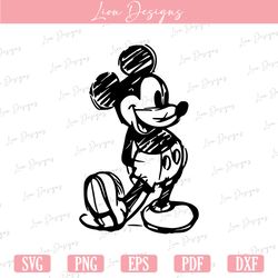 Mickey SVG, Classic Mickey Svg, Retro Mickey Png, Print Ready Mickey, Mickey Sketch Silhouette