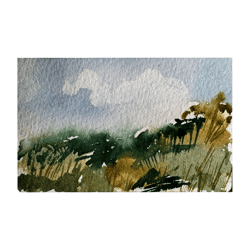 miniature landscape glade watercolor minimalism
