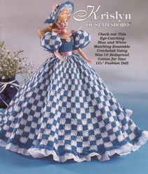 PDF Copy of Vintage Crochet patterns - Checkered dress for Barbie Fashion Dolls 11-1/2 inch