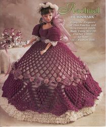 PDF Copy of Vintage Crochet patterns - Elegance Fuschia and Ecru Color dress for Barbie Fashion Dolls 11-1/2 inch