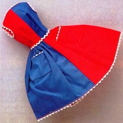 Barbie dress of red and blue broadcloth with tiny ric rac trim sewing Patterns