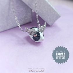 memorial guinea pig necklace with wings is a handmade jewelry ooak