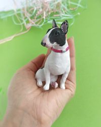 sitting bull terrier figurine handmade art