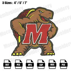 Maryland Terrapins Mascot Embroidery Designs, NFL Embroidery Design File Instant Download