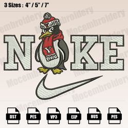 Nike Youngstown State Penguins Mascot Embroidery Designs, NFL Embroidery Design File Instant Download