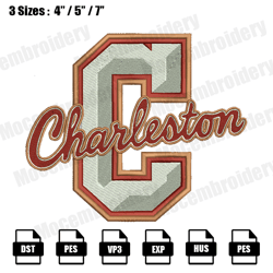 College of Charleston Cougars Embroidery Design,NCAA Logo Embroidery Files,Logo Sport Embroidery,Digital File