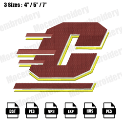 Central Michigan Chippewas Embroidery Design,NCAA Logo Embroidery Files,Logo Sport Embroidery,Digital File