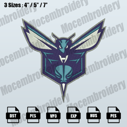 Charlotte Hornets Logo Embroidery Design, NBA Teams Embroidery Design File Instant Download