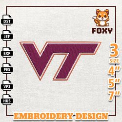 NCAA Virginia Tech Hokies, NCAA Team Embroidery Design, NCAA College Embroidery Design, Logo Team Embroidery Design, Ins