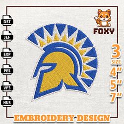 NCAA San Jose State Spartans, NCAA Team Embroidery Design, NCAA College Embroidery Design, Logo Team Embroidery Design