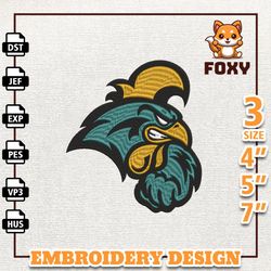 NCAA Coastal Carolina Chanticleers, NCAA Team Embroidery Design, NCAA College Embroidery Design, Logo Team Embroidery