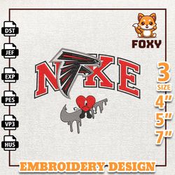 NFL Atlanta Falcons, Nike NFL Embroidery Design, Nike Embroidery Design, NFL Team Embroidery Design, Instant Download