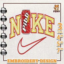 Nike Pibb Embroidery Design, Nike Drink Embroidery Design, Soft Drink Nike Embroidery File, Soft Drink Shirt Design