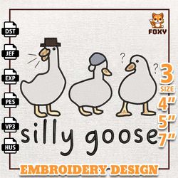 Funny Goose Embroidery Design, Funny Animal Embroidery Design, Goose On The Loose Embroidery 3 Size, Instant Download