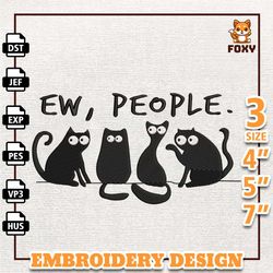 Animal Embroidery Design, Funny Black Cat Embroidery Design, Funny Cat Embroidery For Shirt, Instant Download