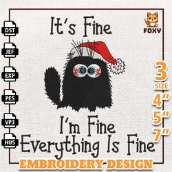 Im Fine Black Cat Embroidery Design, Funny Cat Embroidery Design, Funny Quote Design, Instant Download