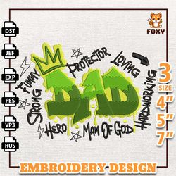 Dad Graffiti Embroidery Design, Father Day Embroidery Design, Hero Dad Embroidery Design, Instant Download0