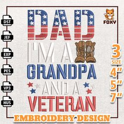 Im A Dad Grandpa And A Veteran Embroidery Design, Father Day Embroidery Design, Veteran Dad Embroidery Design