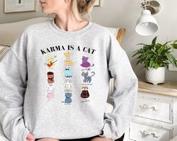 Karma Is A Cat Shirt, Taylor Eras Cat Lover T-shirt , Swiftie Cat Tee Midnights Cat T-shirt, Merch Outfit , Eras Shirt