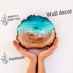 Nautical wall decor - Wooden wall decor – coastal grandmother aestetic– ocean scene resin art- unique mothers day gifts