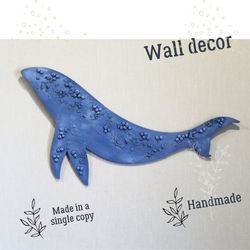 Wooden whale - coastal decor living room – coastal wall art - wall hanging for small wall